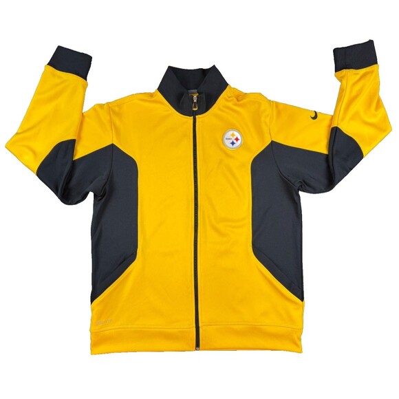 Pittsburgh Steelers Mens Nike NFL ONField Full Zip Track Jacket Size L Gold/Blk - Picture 1 of 10
